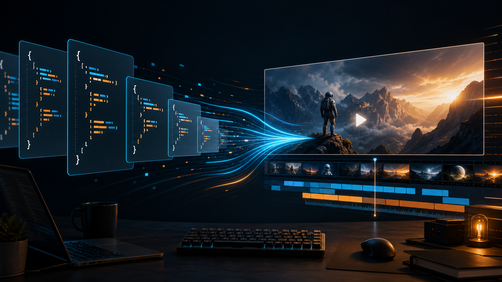 Browser and code-driven video rendering scene