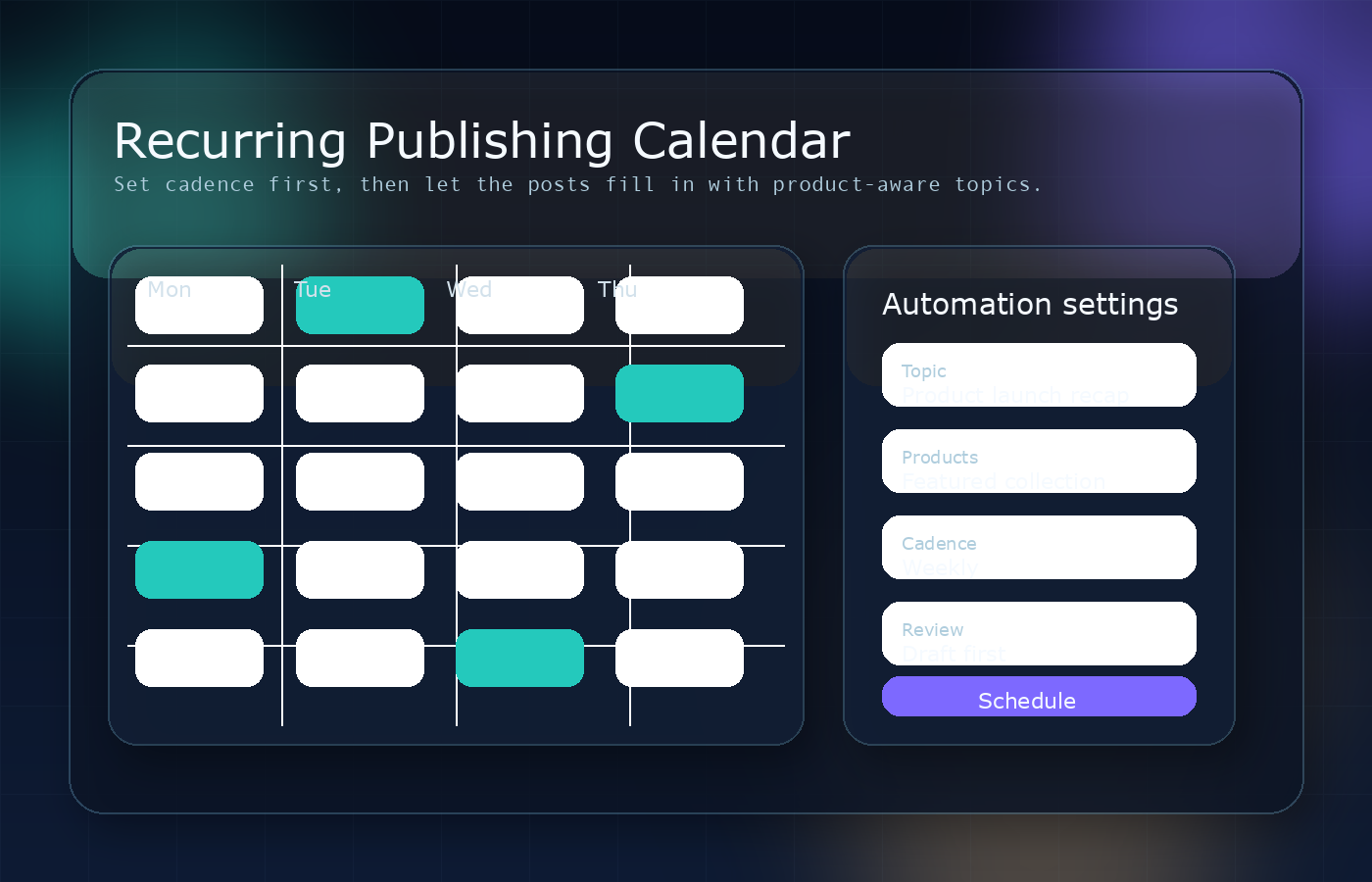 Recurring publishing calendar