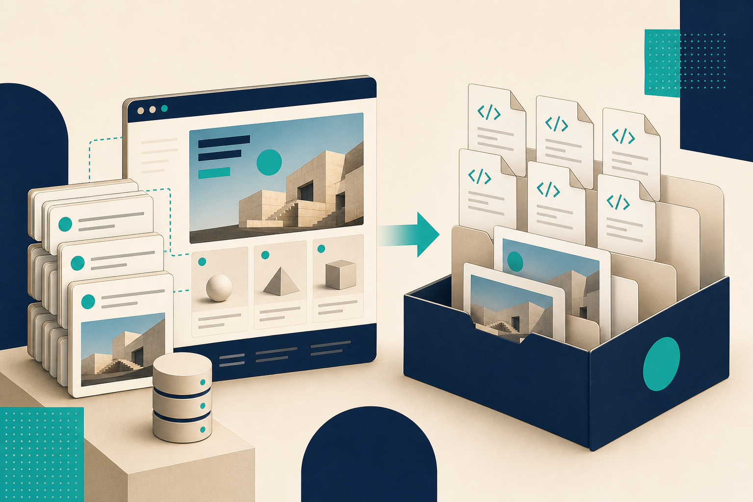 Webflow CMS to static HTML illustration