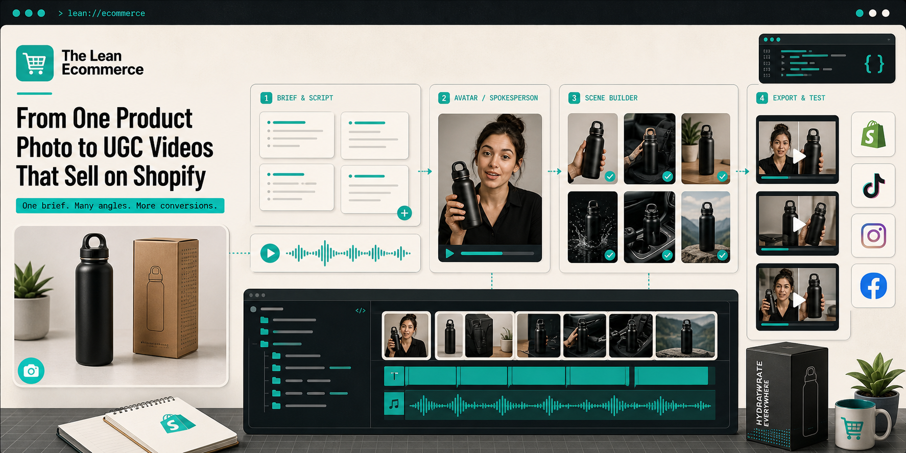 UGC video production workflow with script and avatar planning