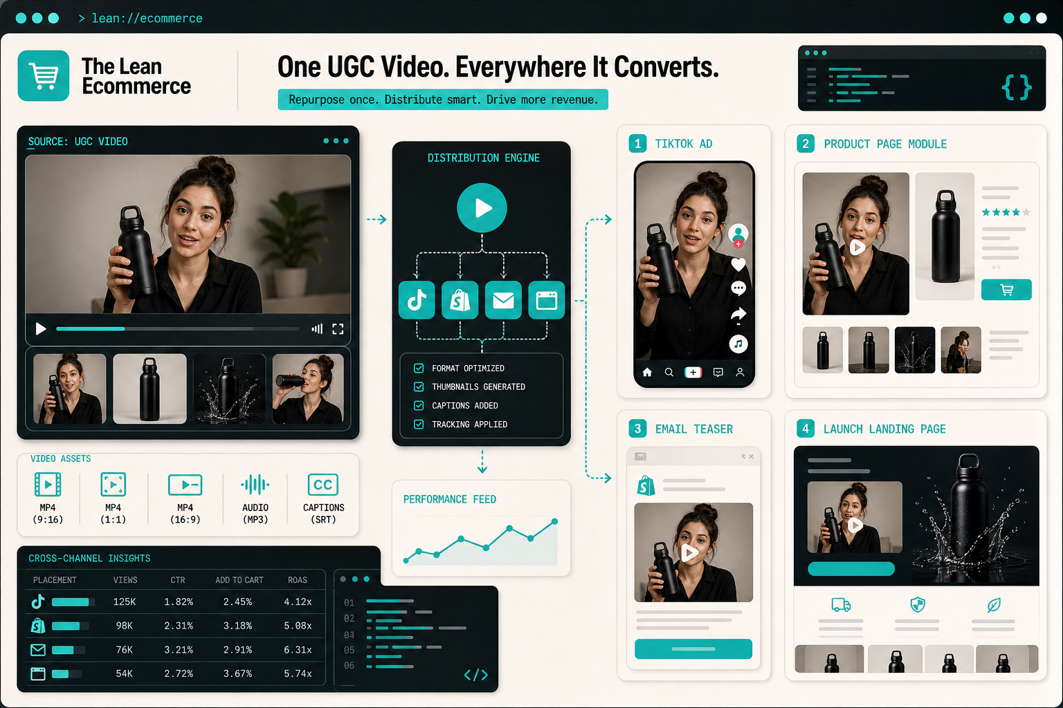 UGC video placements across ads, product pages, and email