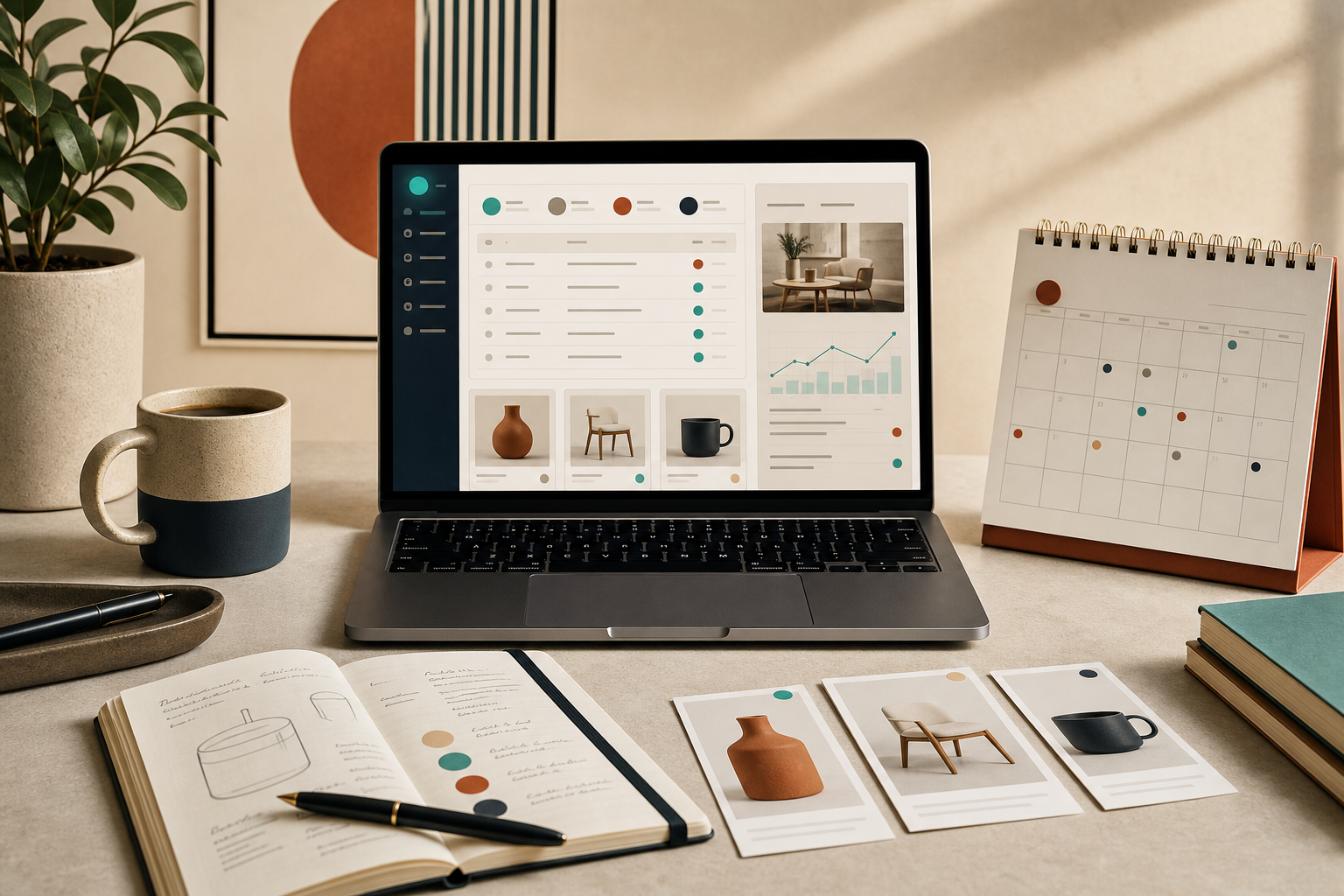 Shopify blog workflow on a clean editorial desk