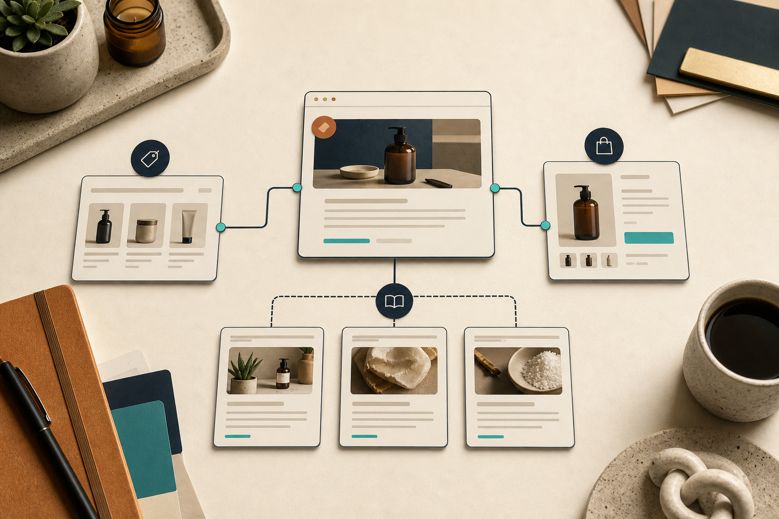 Internal links map from blog post to product and collection pages