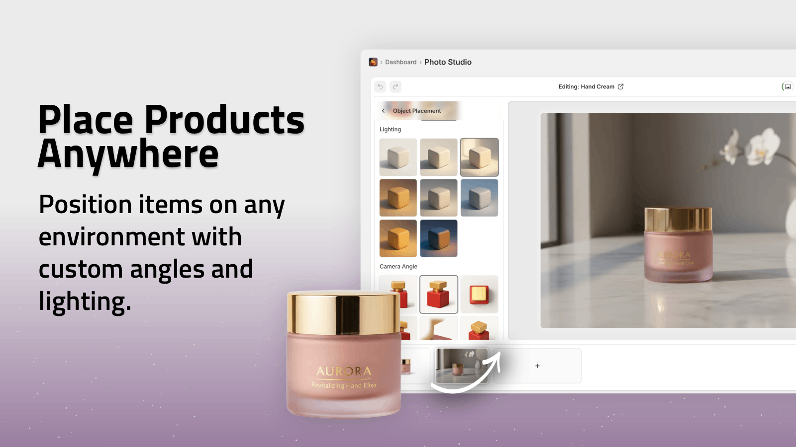 Product placement screenshot showing an item dropped into a contextual scene