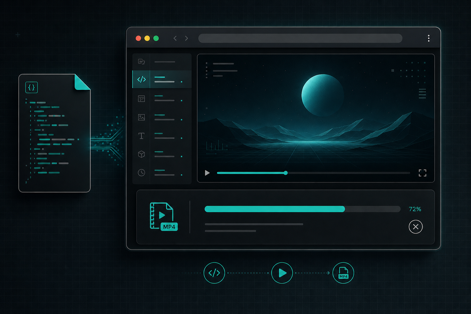 Browser renderer exporting MP4 from a shared VideoFlow project