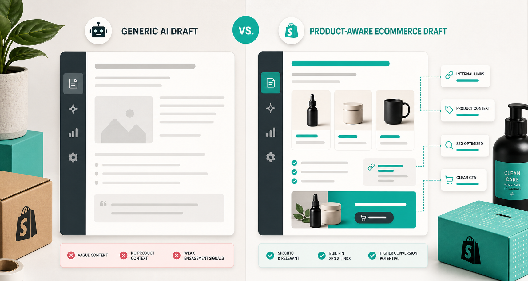 Generic AI draft versus product-aware ecommerce draft