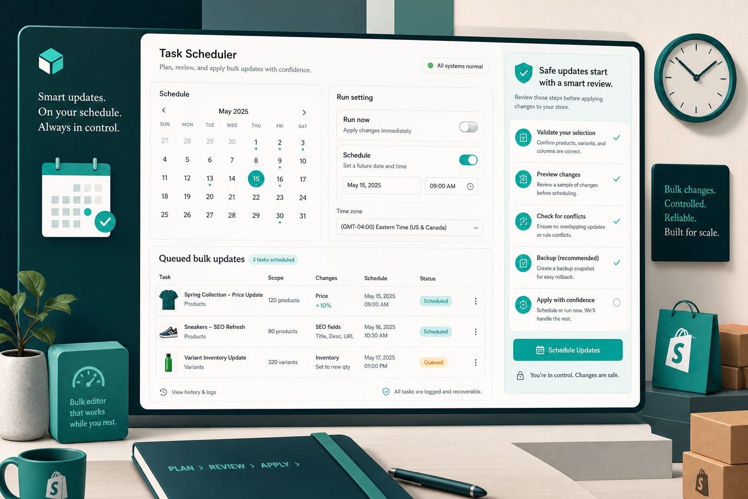 Task scheduler for bulk updates