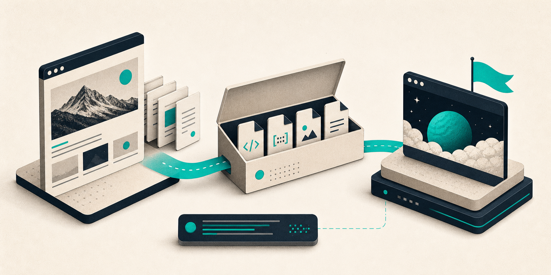 Retro hosting pipeline illustration