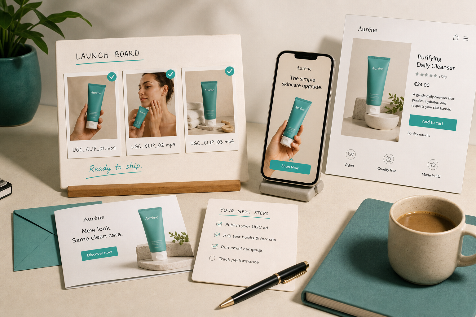 UGC video branching into ads, product pages, and email