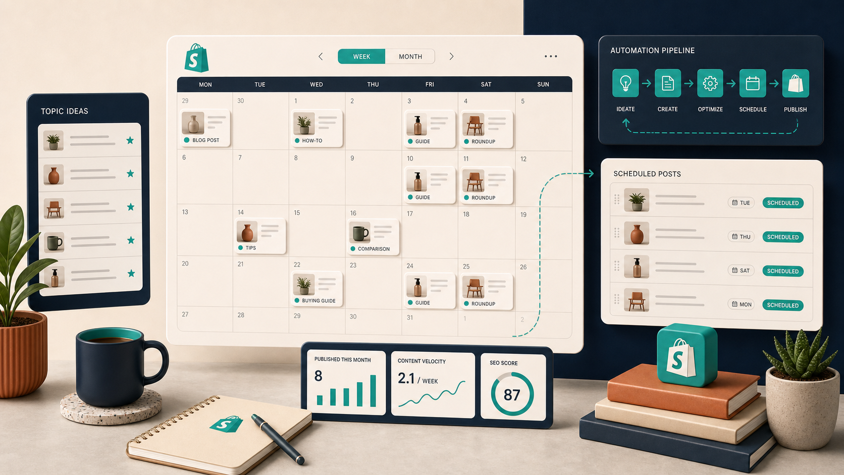 Recurring Shopify blog calendar