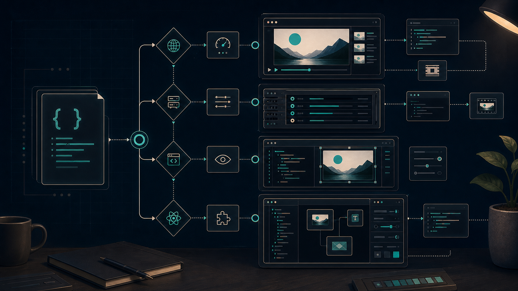 Decision tree for choosing browser, server, DOM, or React video rendering
