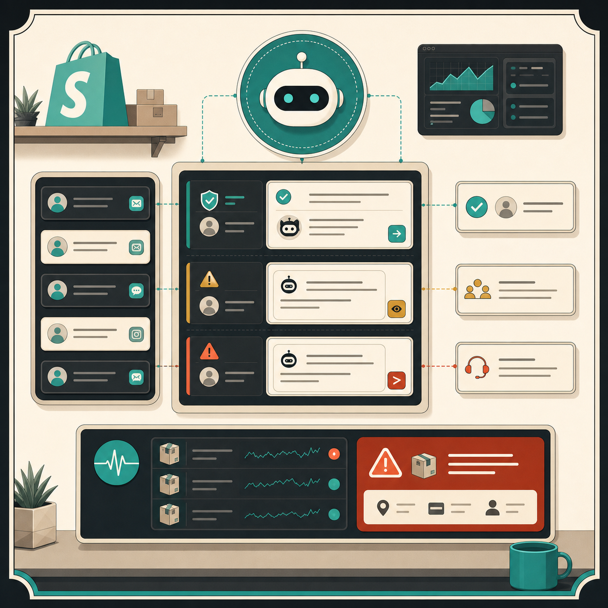 Shopify support triage and monitoring workflow