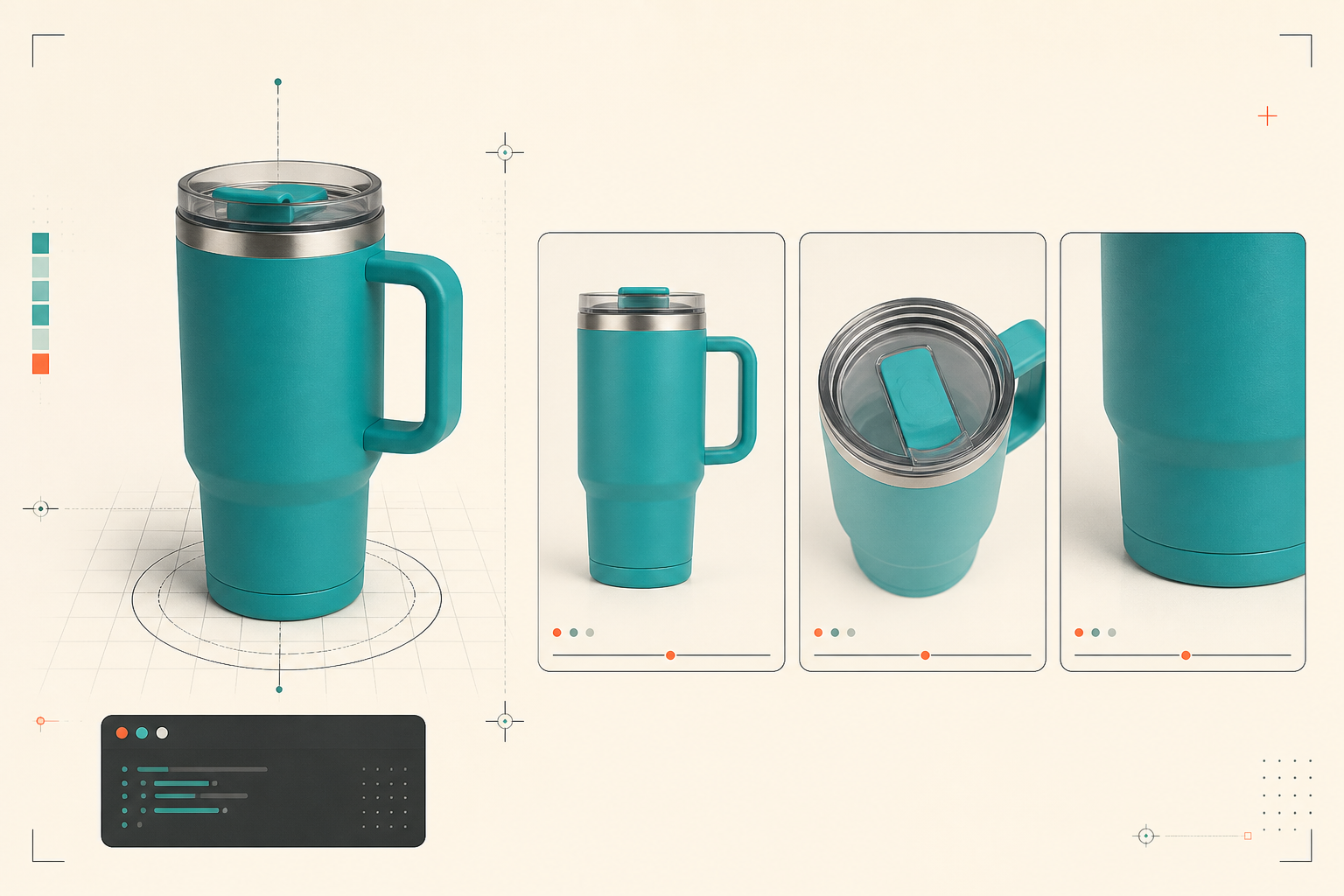 Interactive 3D product model compared with static product photos