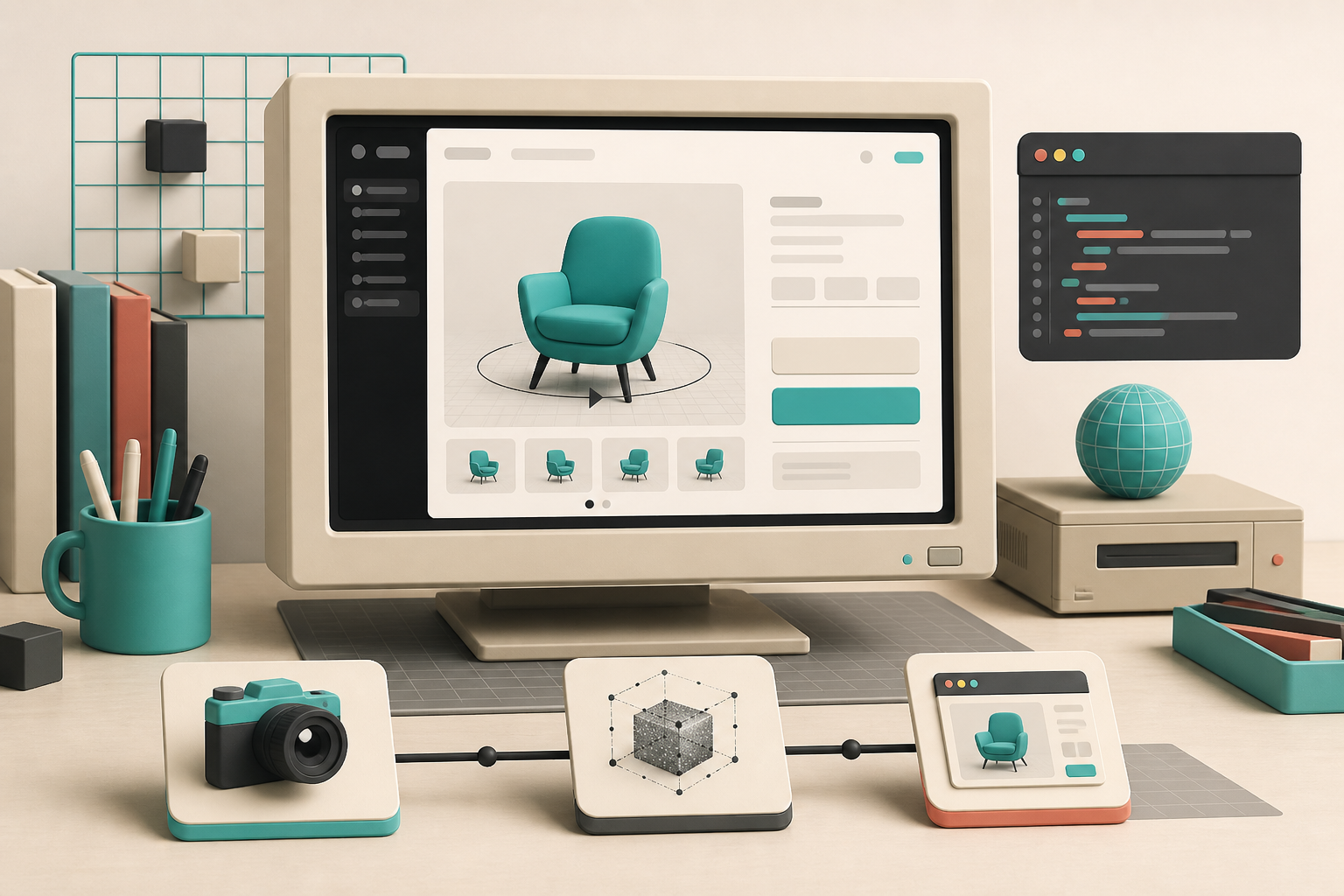 Shopify product page with a 3D viewer and publishing workflow