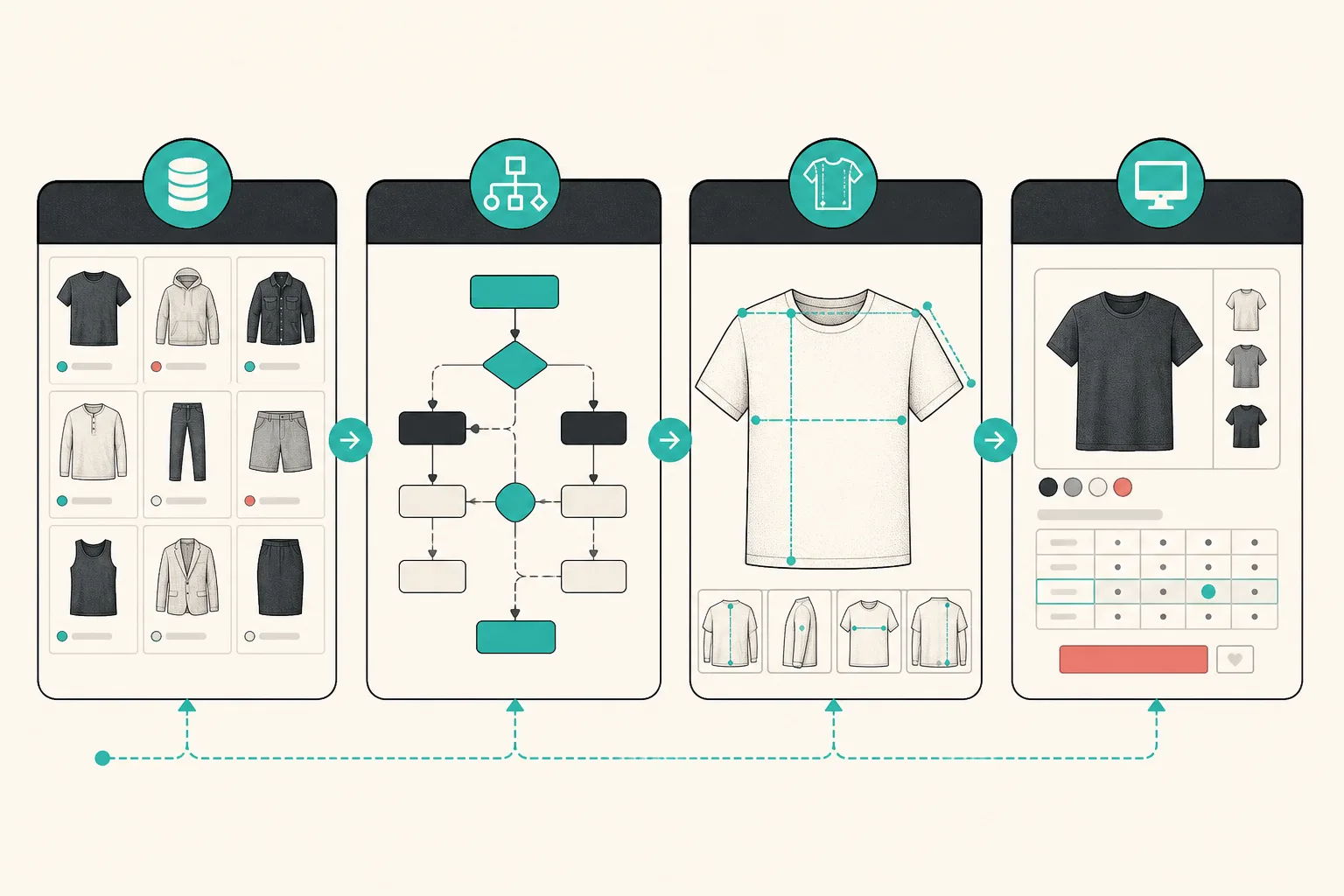 Four-stage Shopify size-chart audit flow