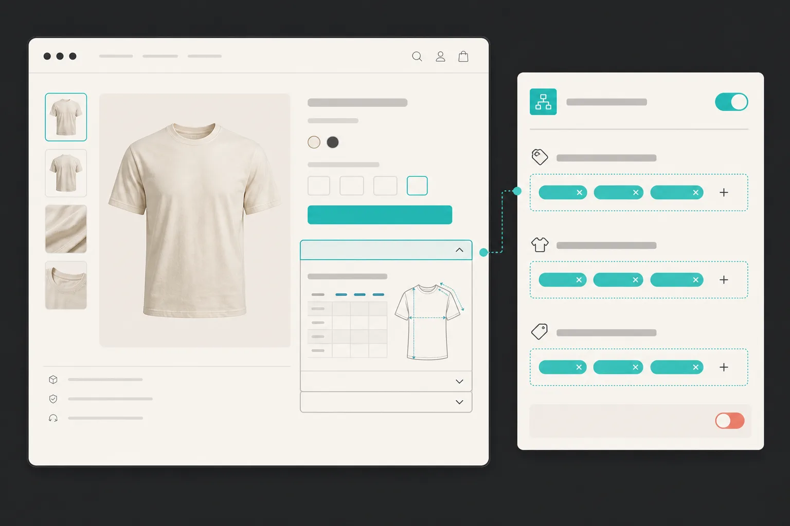 Theme-native size chart and assignment rules preview