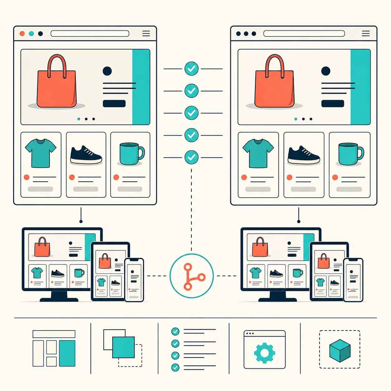 Live storefront compared with a responsive static mirror