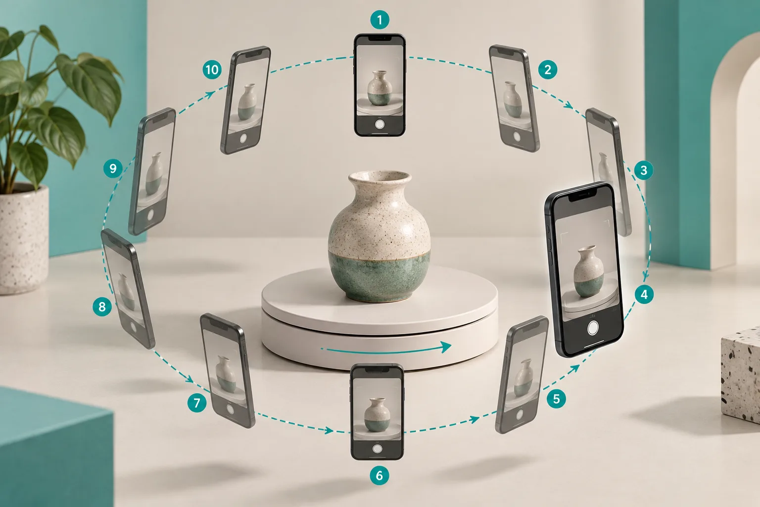 Guided phone photo orbit for 3D capture