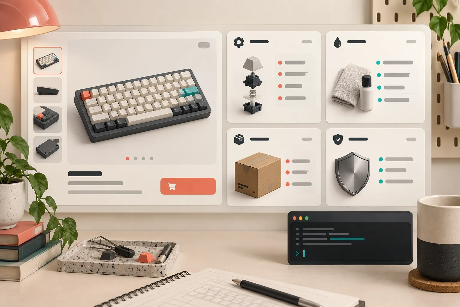 A modular product-detail layout with organized content sections