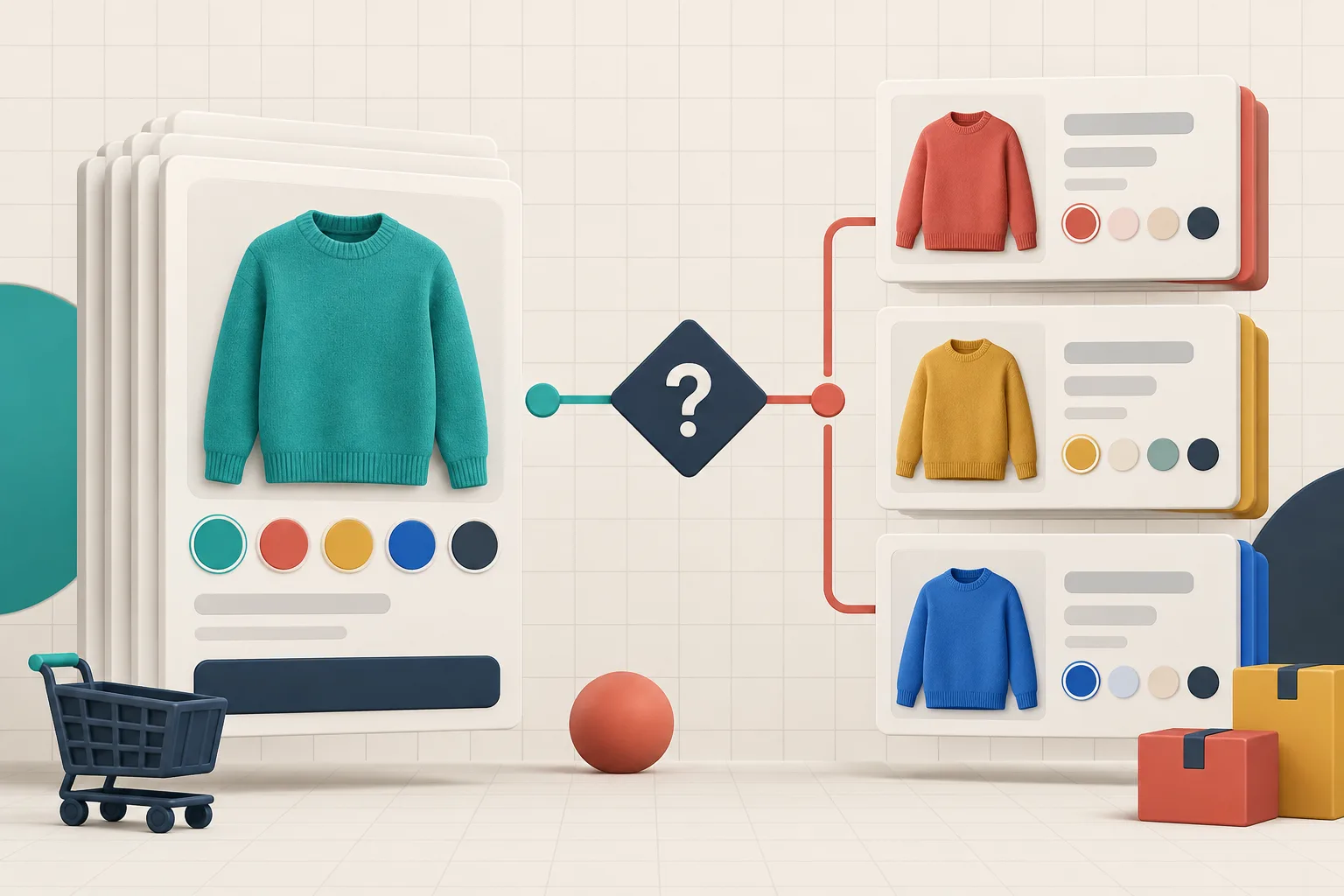 Decision path comparing variant and linked-product swatch groups