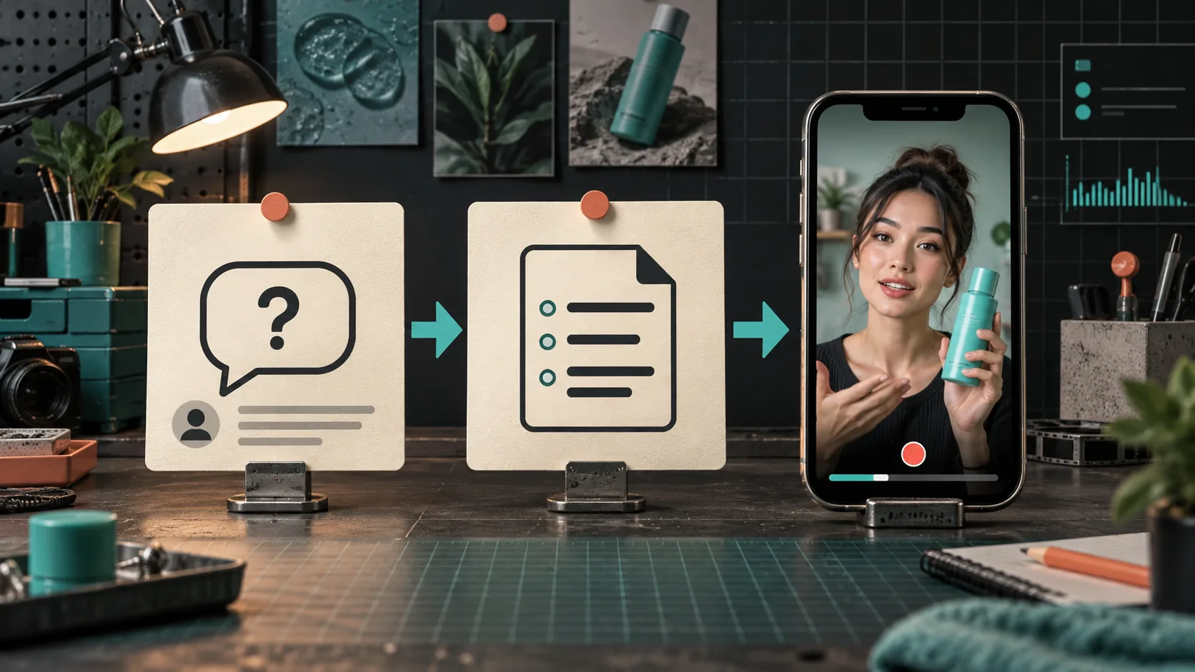 Shopper question transformed into a UGC product explainer workflow