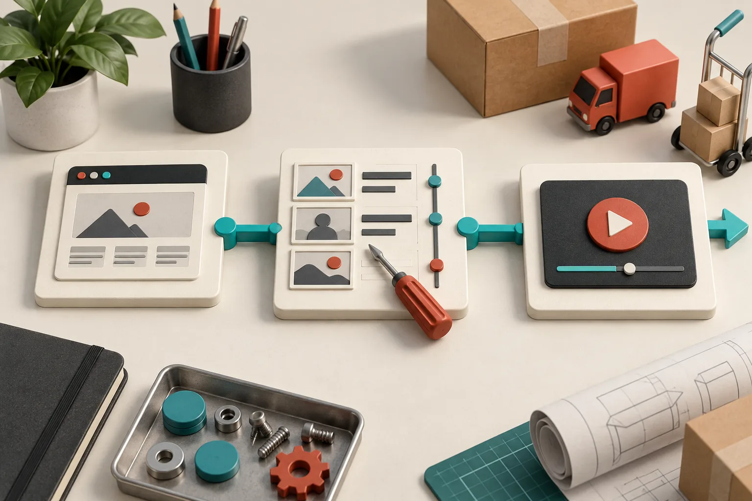 Modular startup launch video plan with editable storyboard