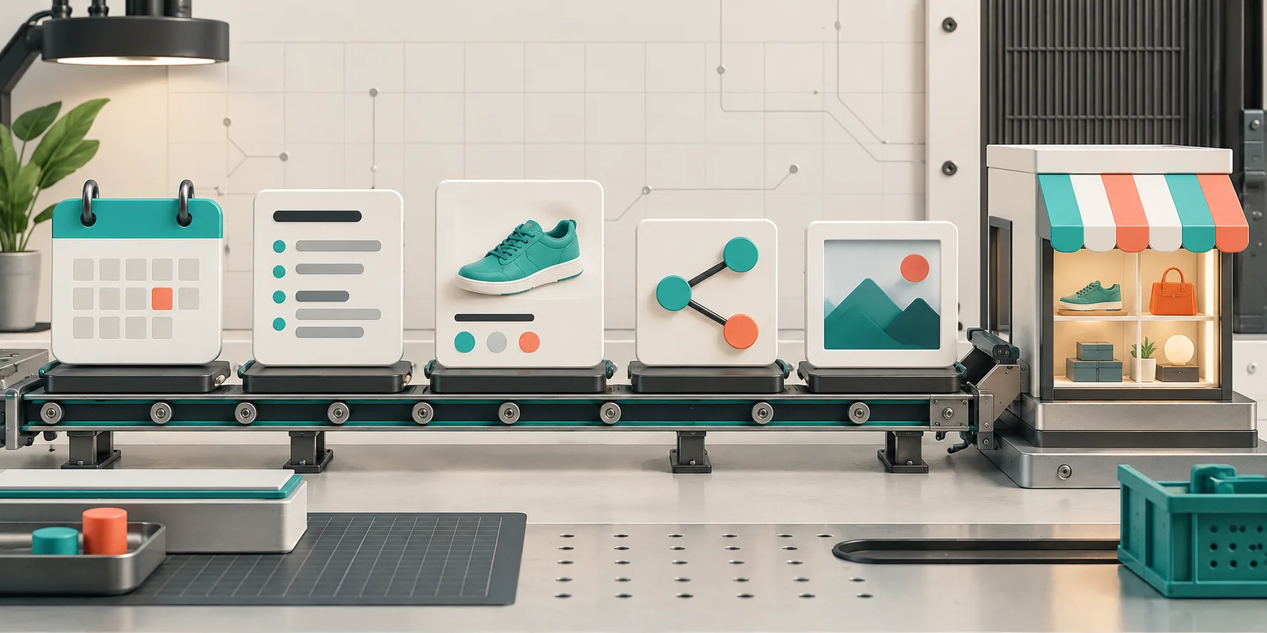 Modular workflow from content plan to storefront publishing