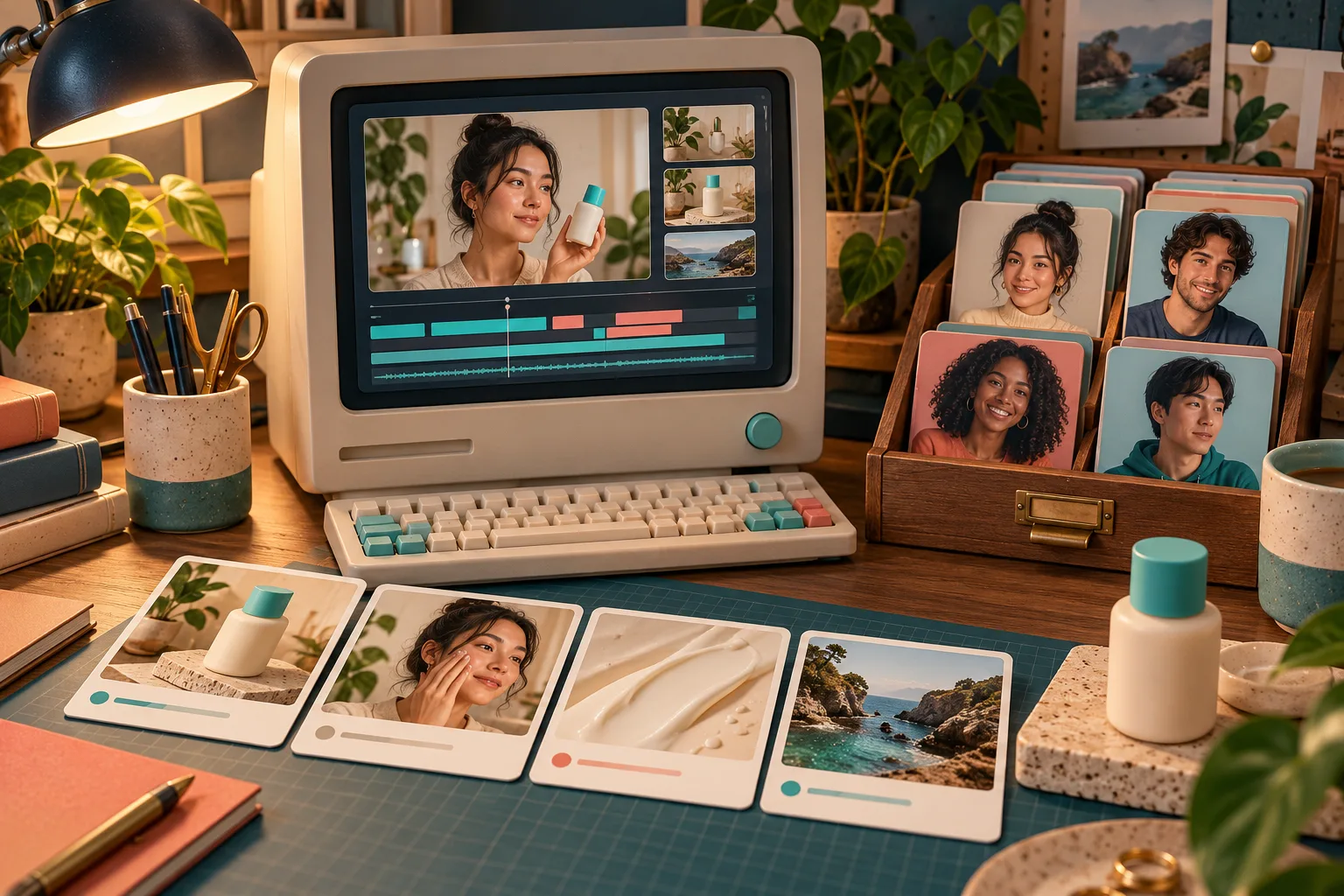 Reusable AI UGC video project with avatar and scene cards