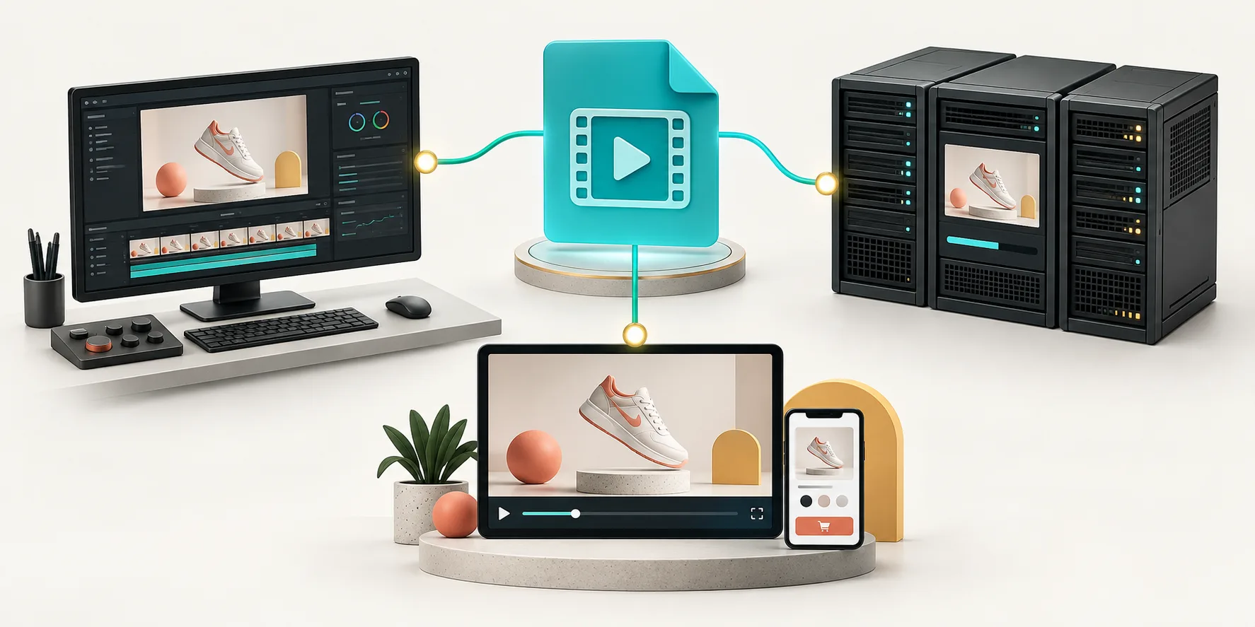 One portable video document rendered in browser, server, and preview