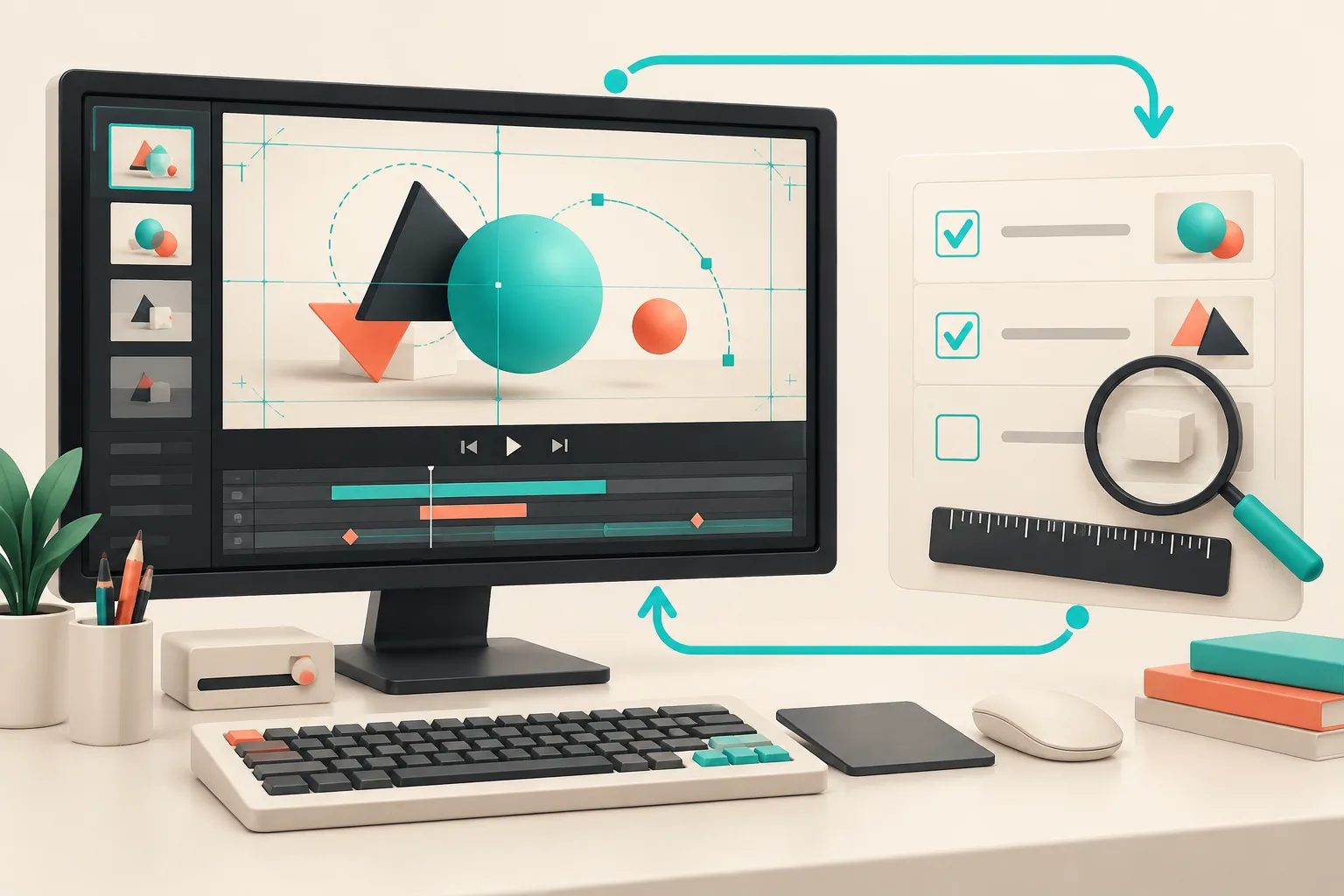 Frame-review workstation with visual QA checklist