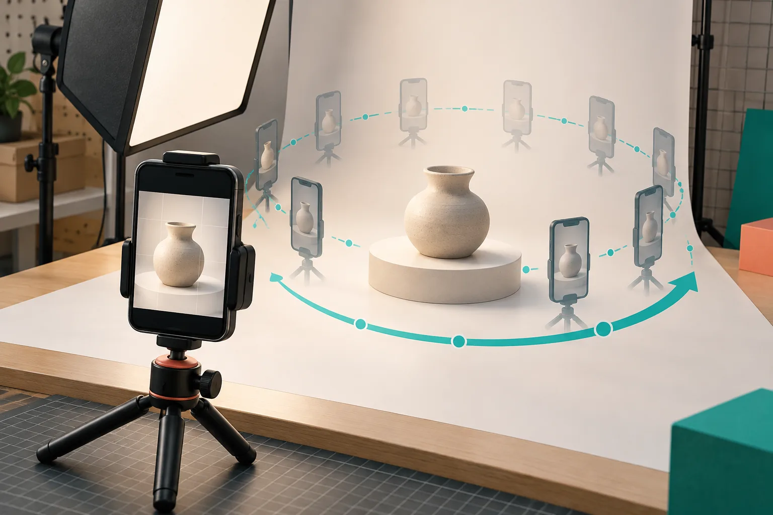 Guided phone photo orbit around a product