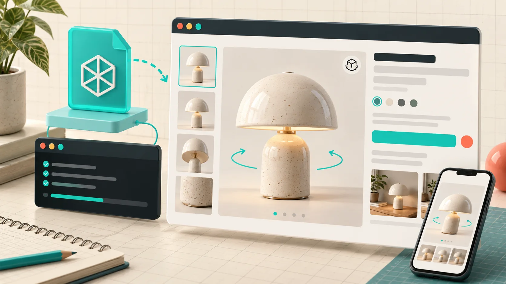 Shopify product page showing interactive 3D media
