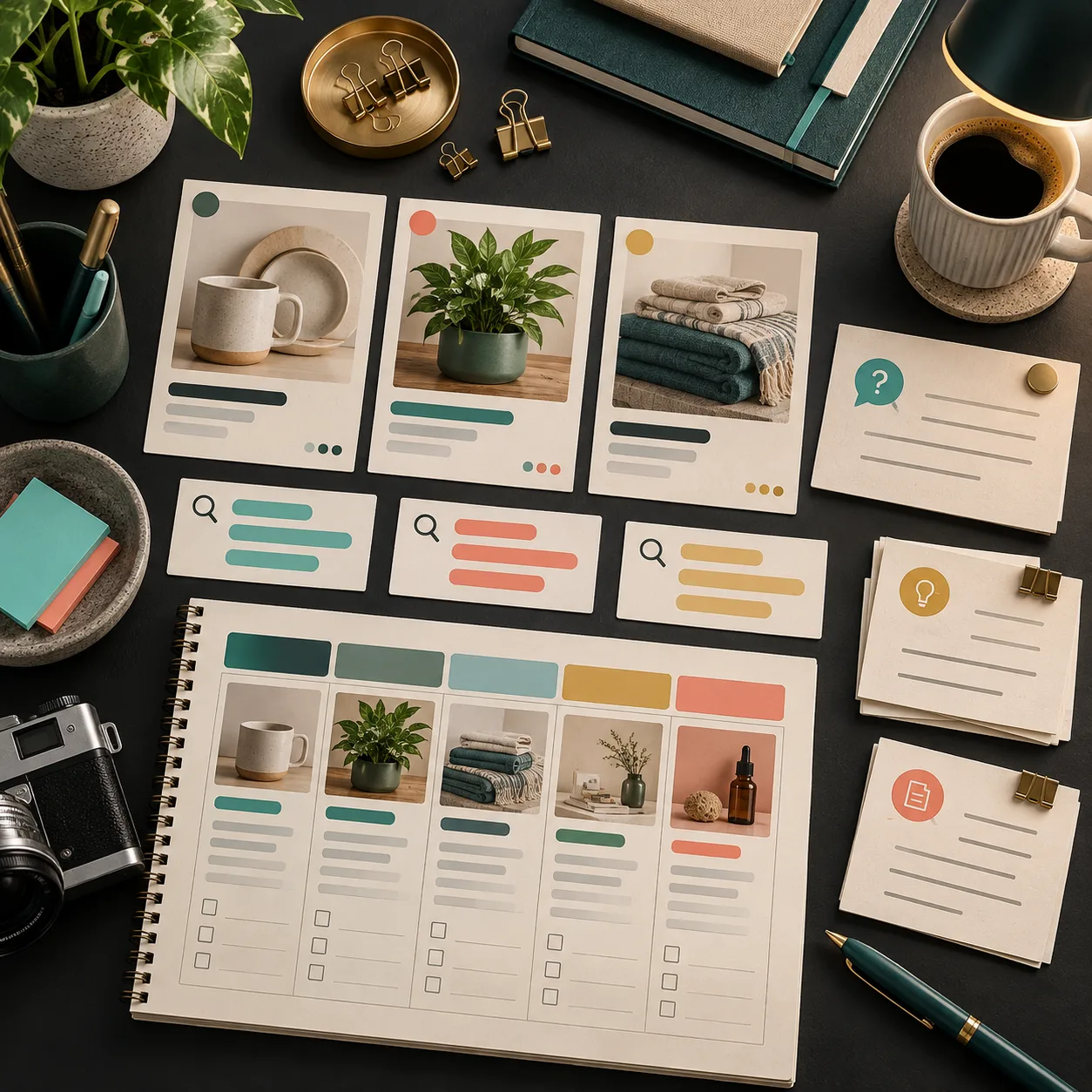 Ecommerce topic and product planning board