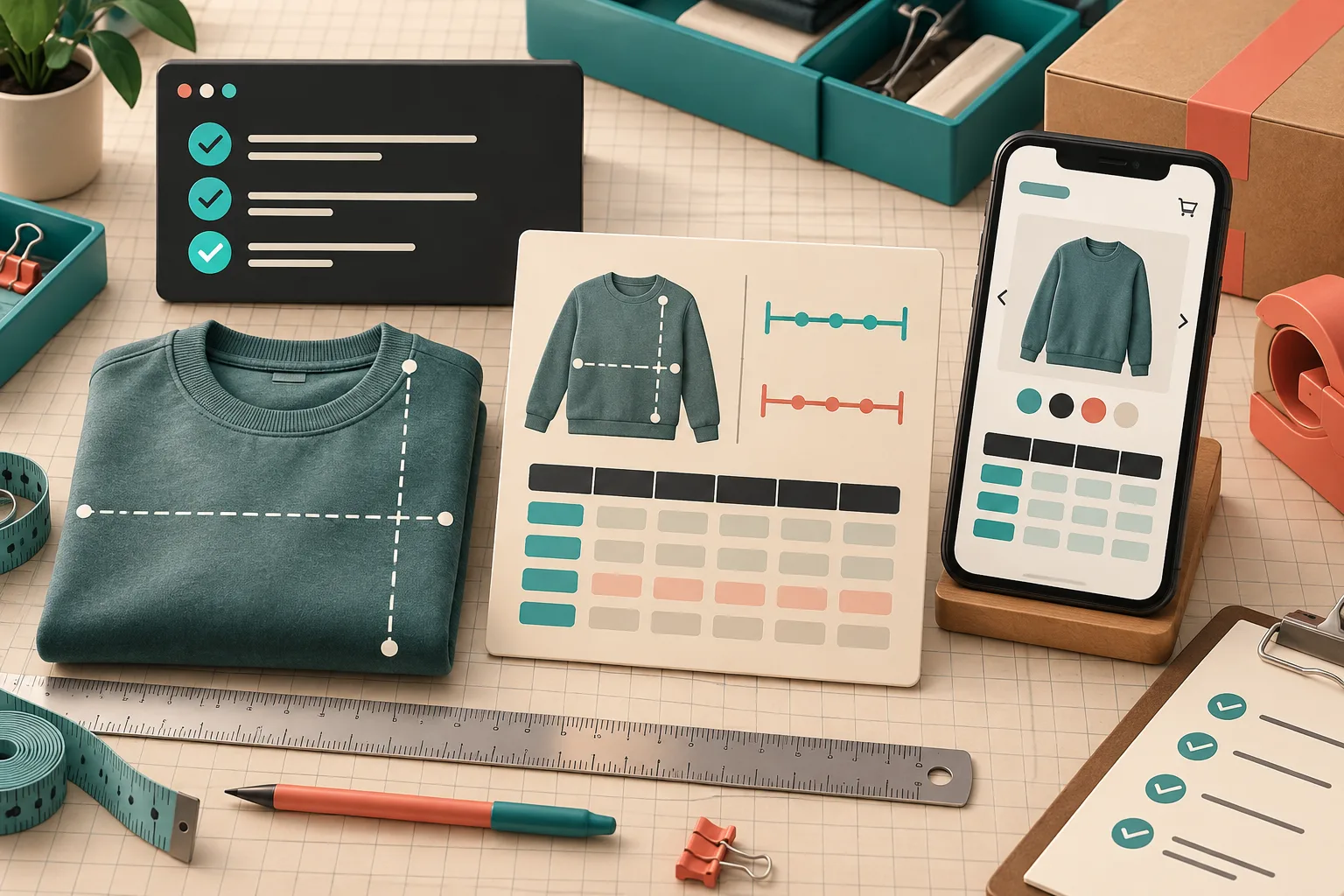 A size chart quality audit with measurement guide and mobile product page
