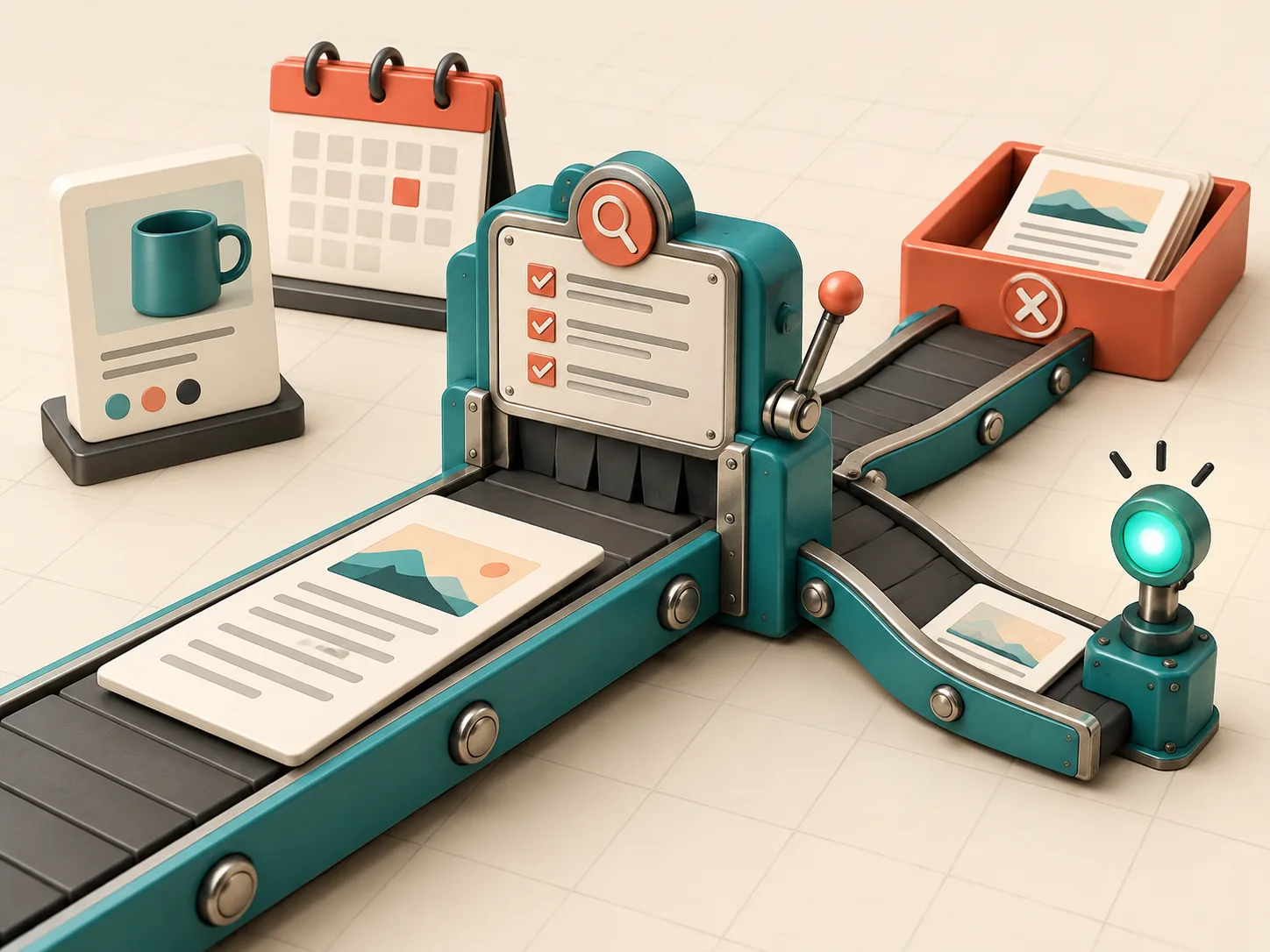 A review gate routes a blog draft toward correction or publishing