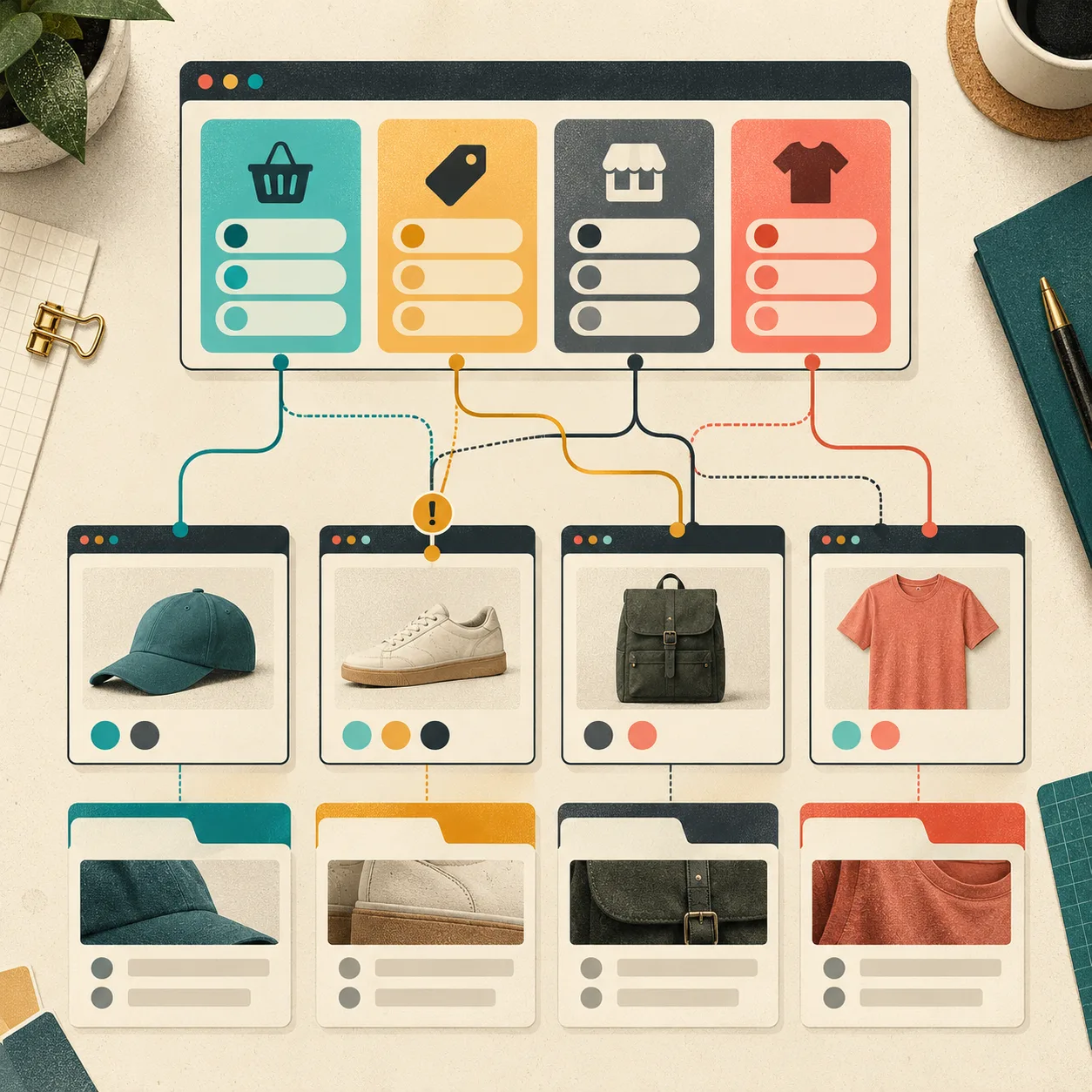 A rule matrix connecting Shopify product attributes to tab sets