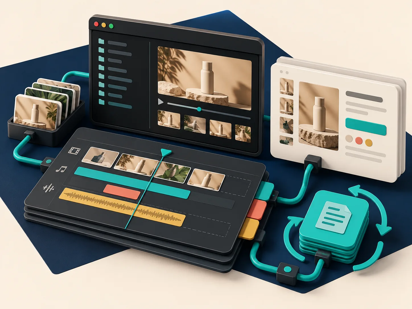 Editable video handoff kit with terminal and timeline