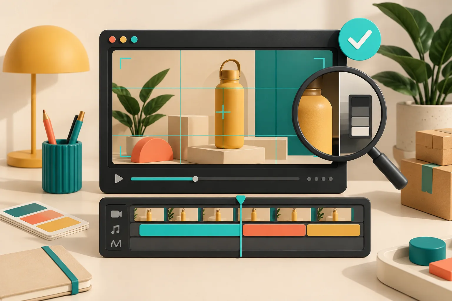 Visual review tools checking a motion-graphics video frame